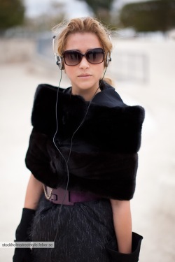 Vahina Giocante, Outside Viktor & Rolf fashion show, via Stockholm StreetStyle