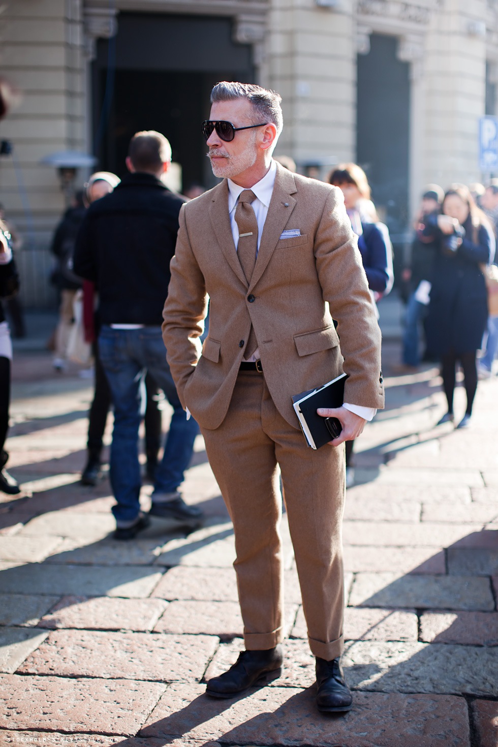 hiking boots with suit