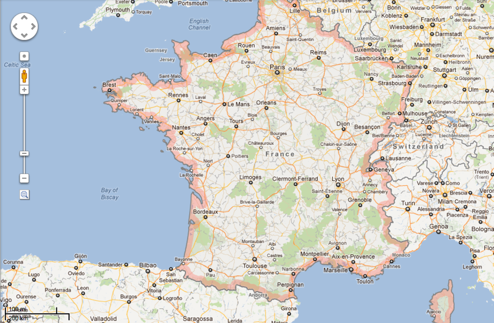 Frankrike Karta Städer