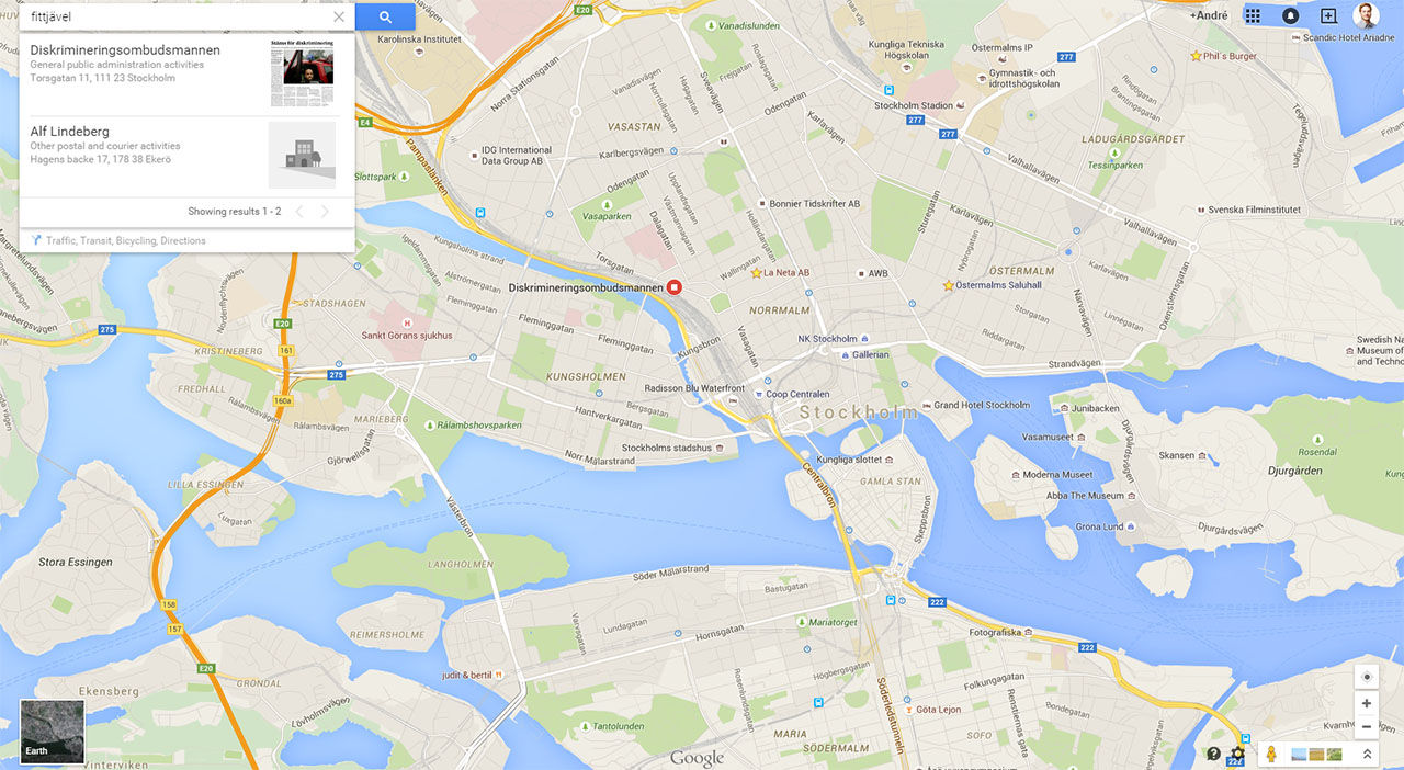 Kränkande fraser tar dig till riktiga platser i Google Maps. Även i