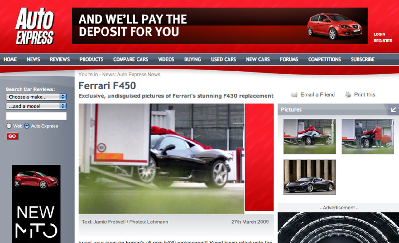 Ferrari F450 fångad på bild