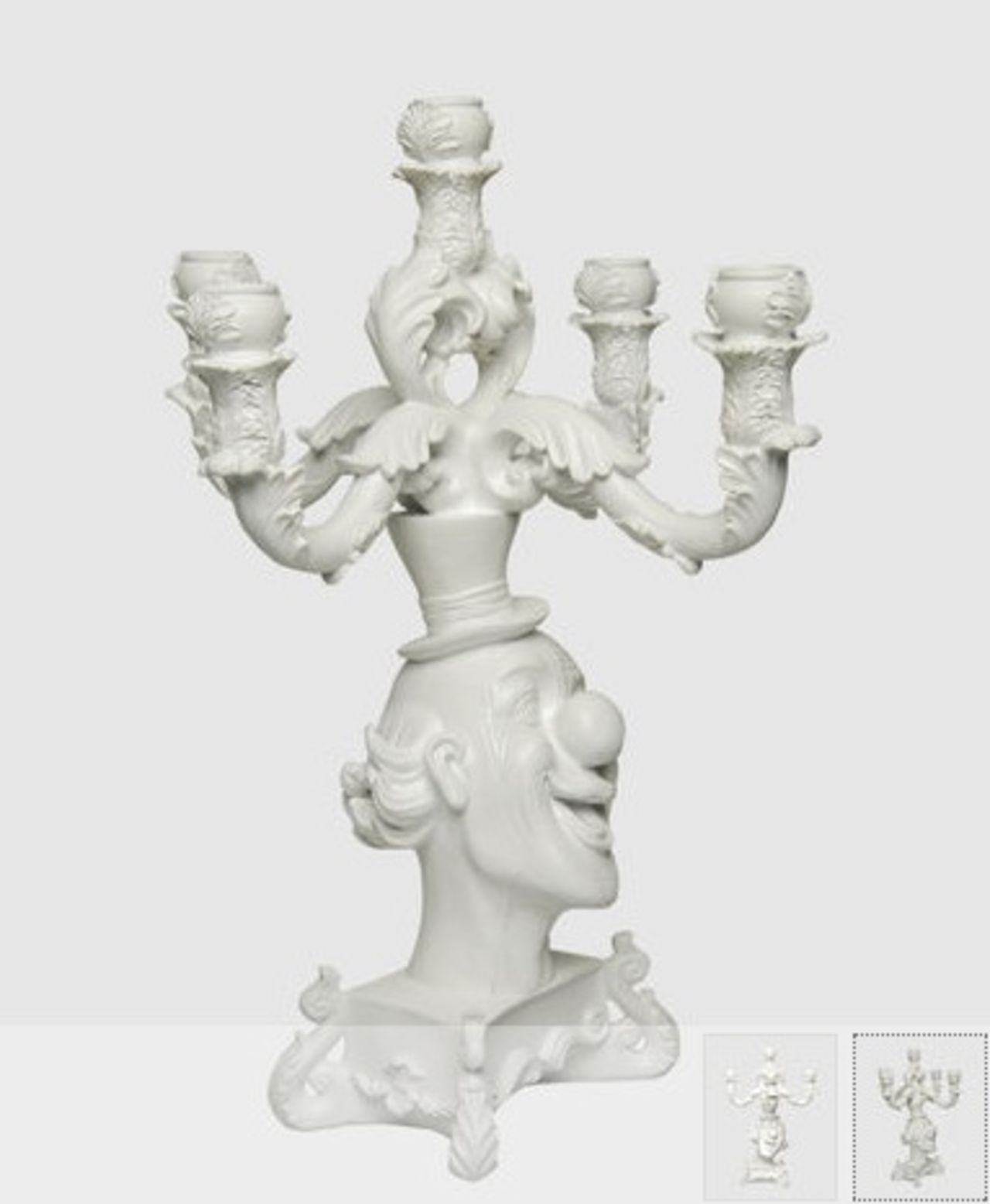 Kandelaber med clownhuvud