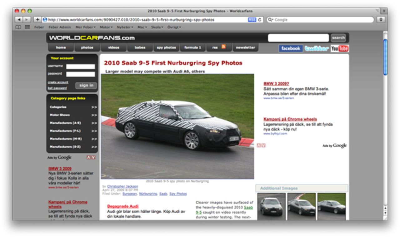 Nästa 9-5 testas på Nürburgring