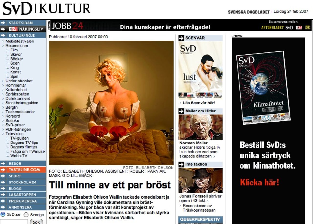 Carolina Gynnings bröst blir konst