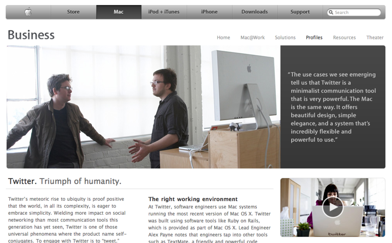 Twitter på Apple.com