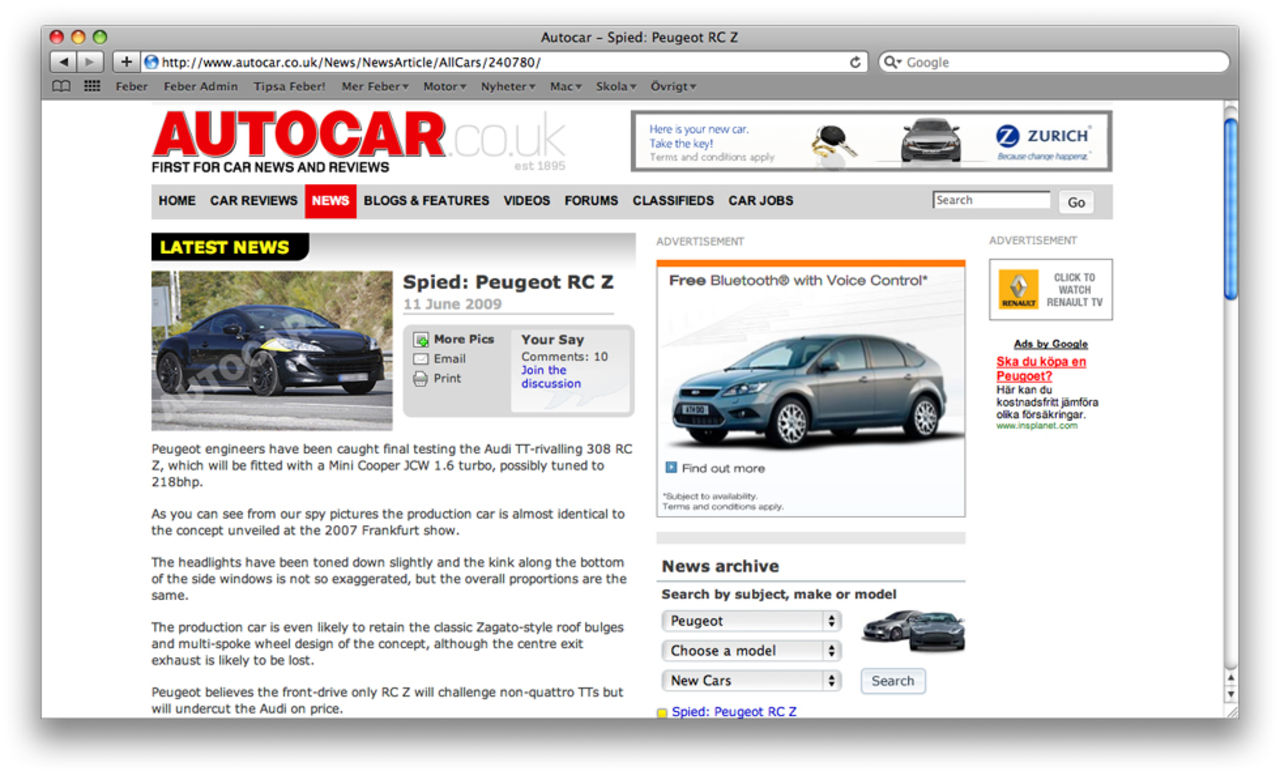 Peugeot 308 RC Z fångad i det fria