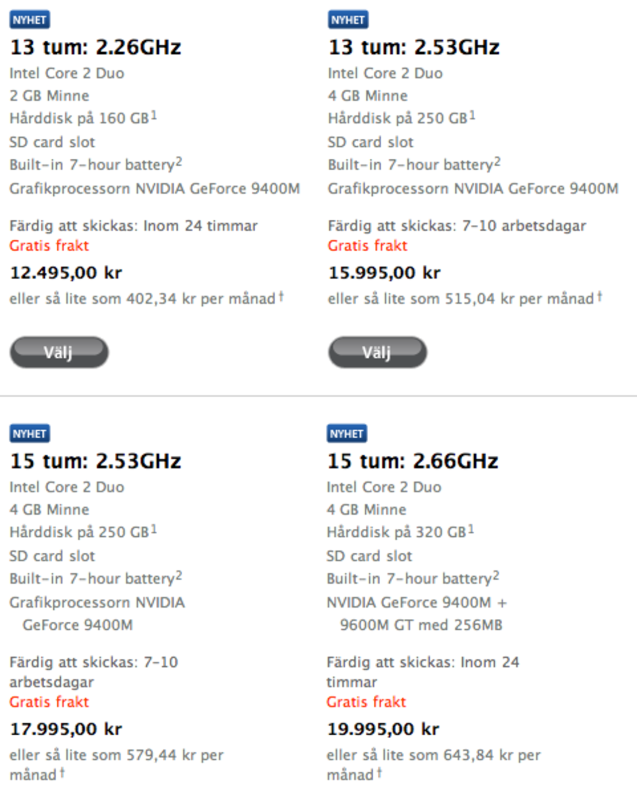 Lång leveranstid på MacBook Pro