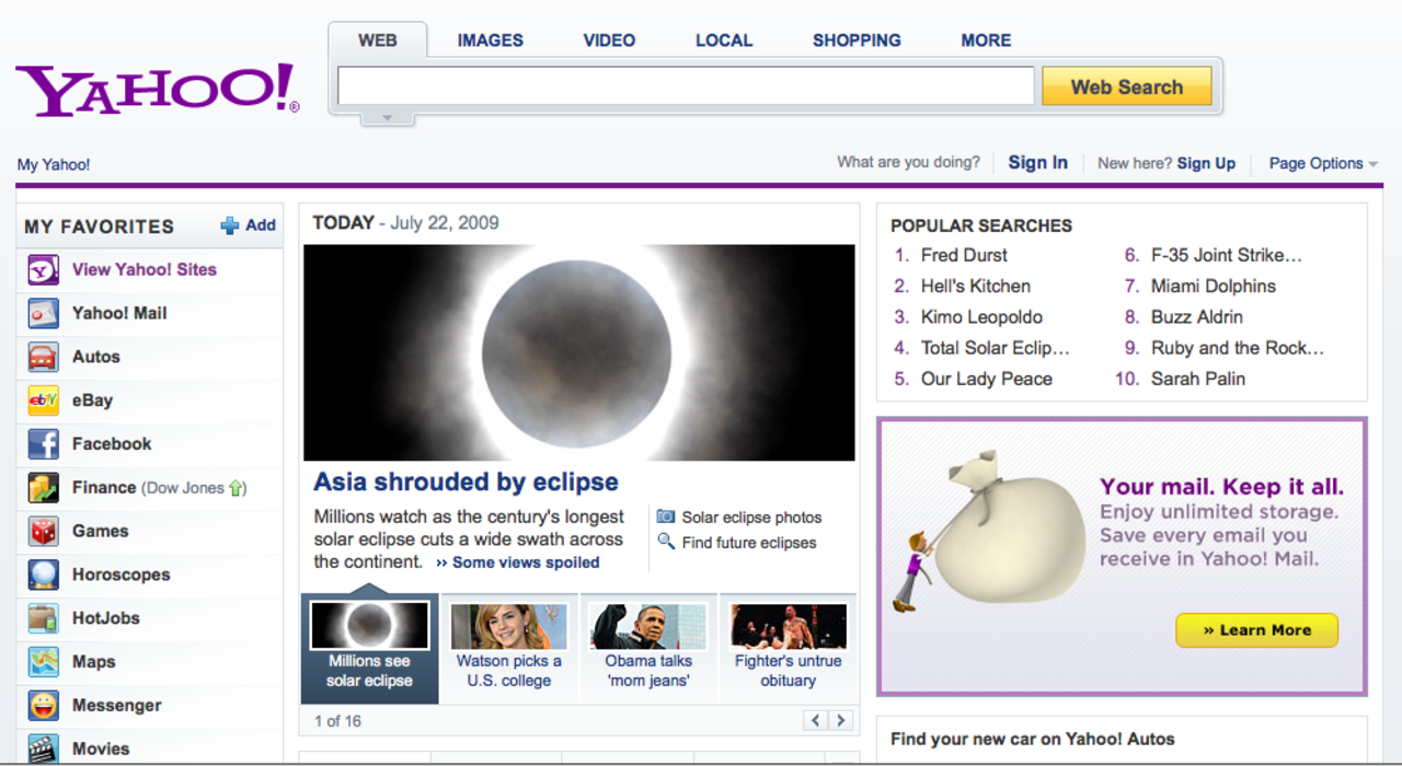 Yahoo får ny startsida