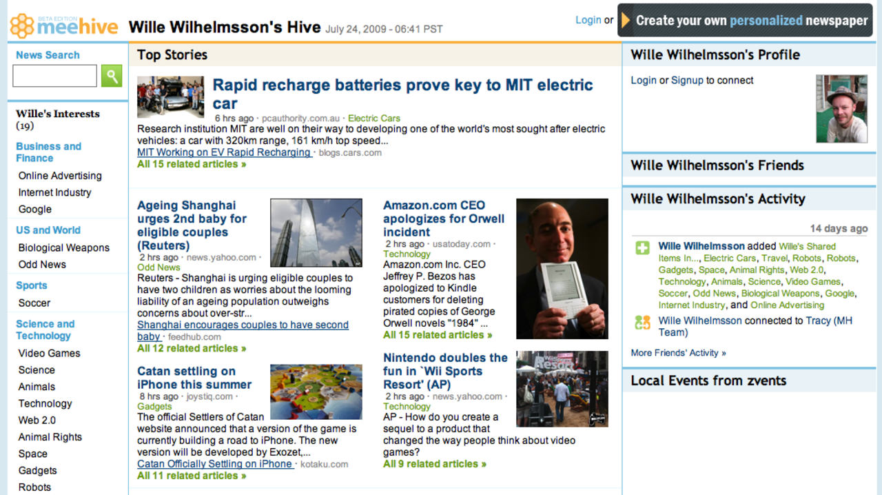 MeeHive - nyhetsaggregator