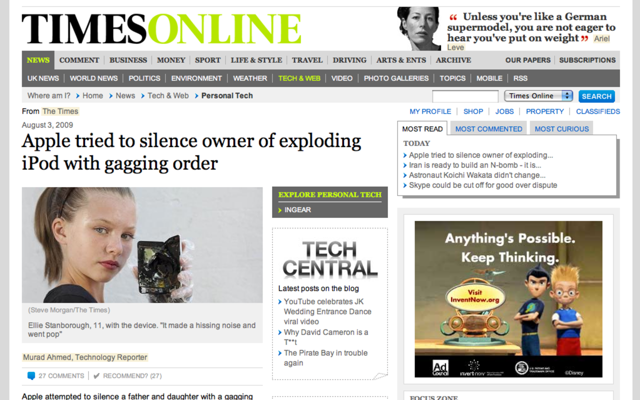 Apple försökte tysta ägare av exploderande iPod