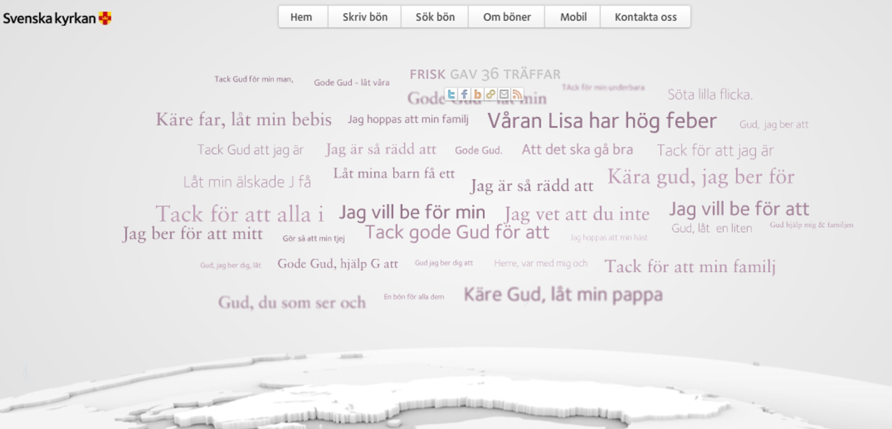 Svenska Kyrkan lägger ut bönestuga på nätet