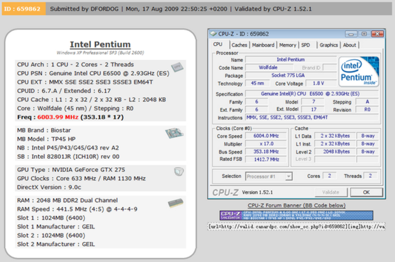 Intel Pentium E6500K når 6GHz