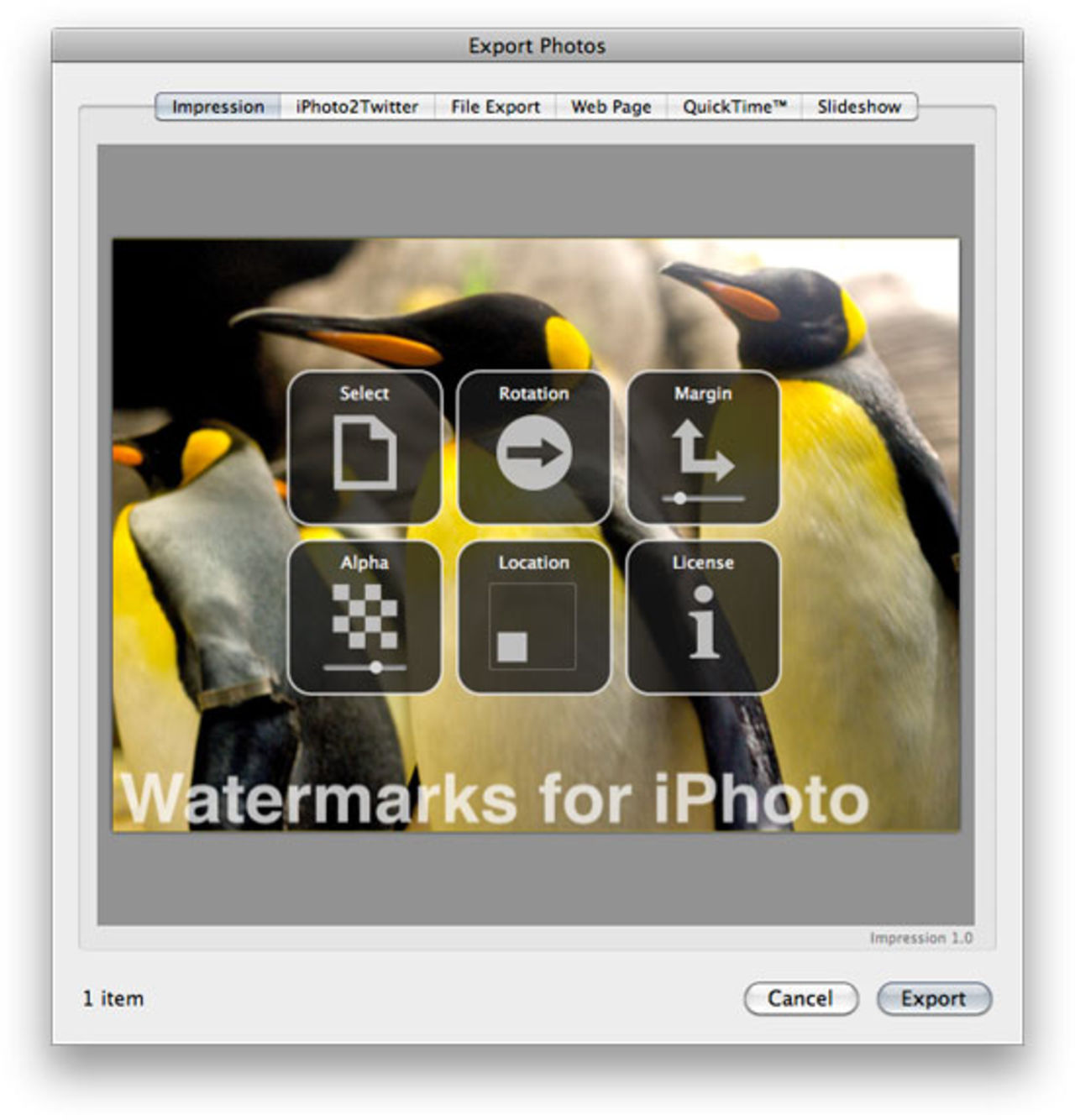 Vattenmärk bilder i iPhoto