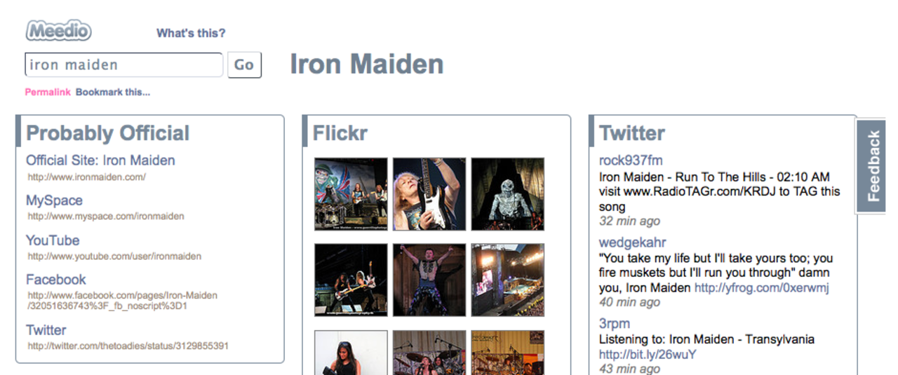 Meedio - hitta info om din favorit-artist