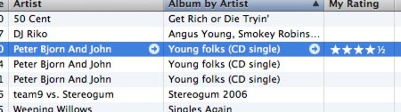 Ranka med halva stjärnor i iTunes