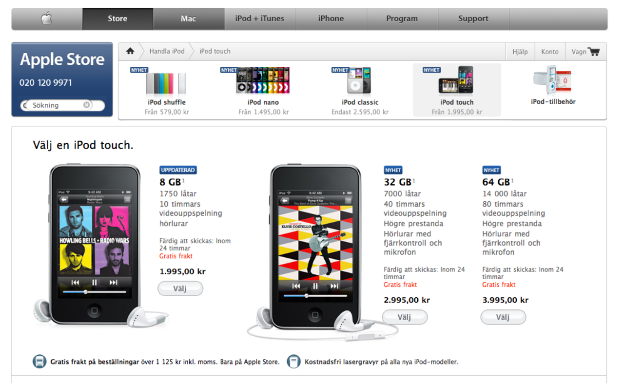 Billigare iPod touch och classic