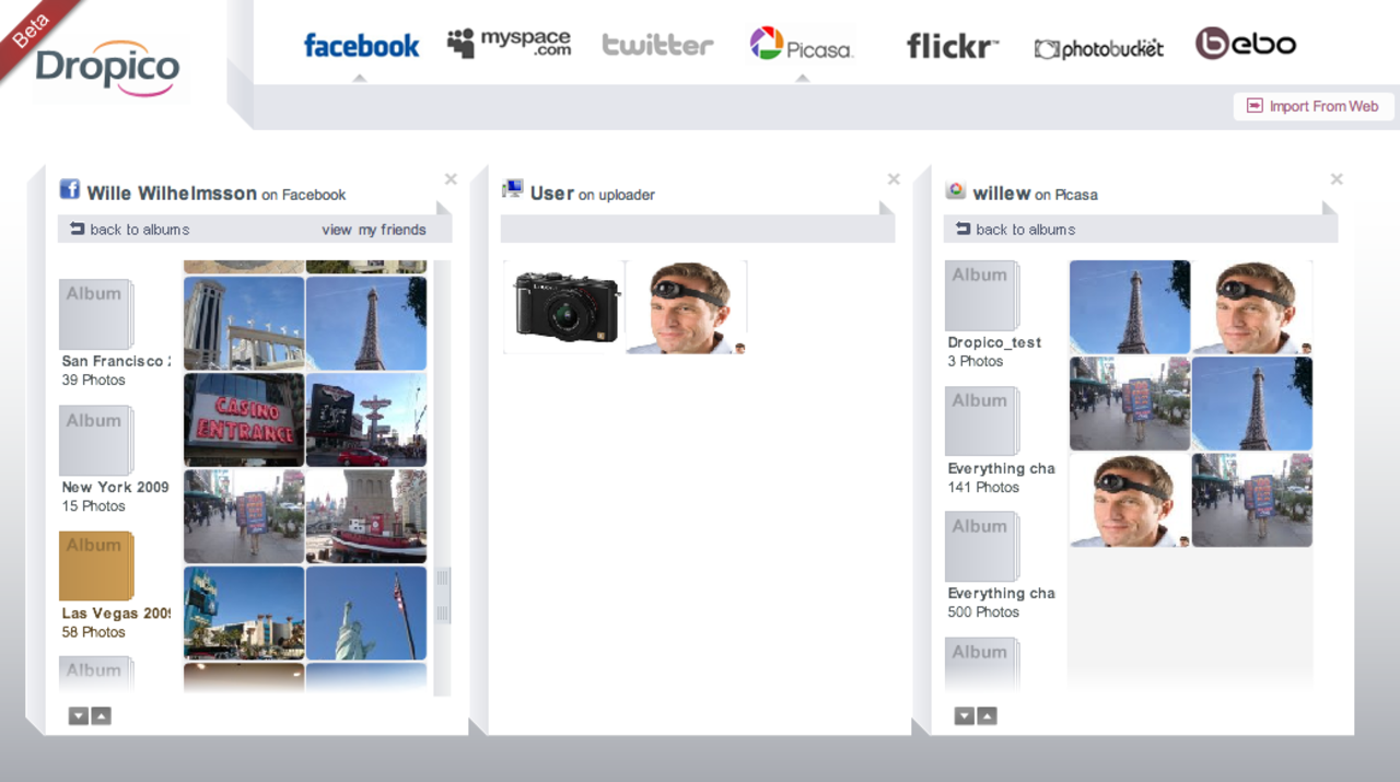 Dropico - dela bilder mellan sociala sajter