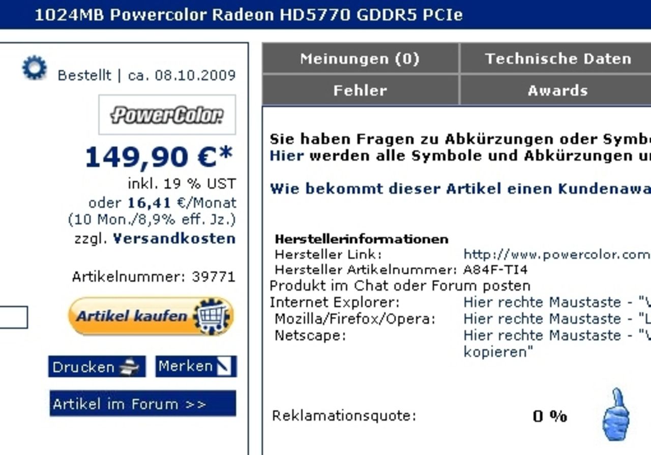 Pris på PowerColors Radeon HD 5700-serie