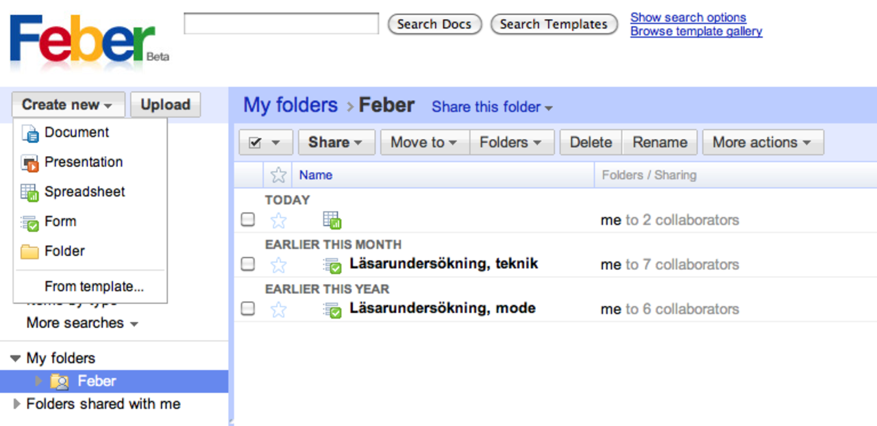 Nu finns det mappar i Google Docs
