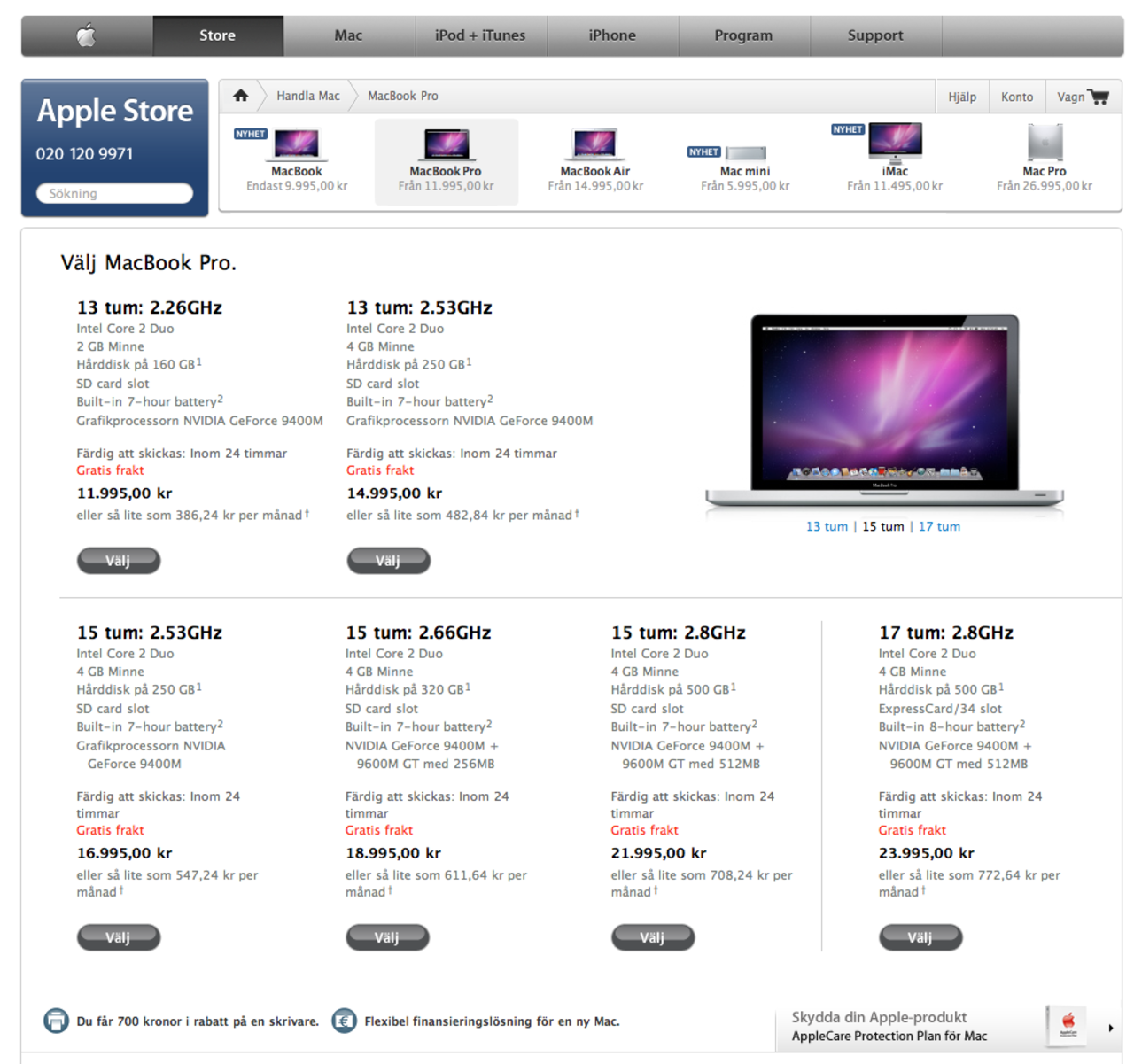 Sänkta priser på MacBook Pro