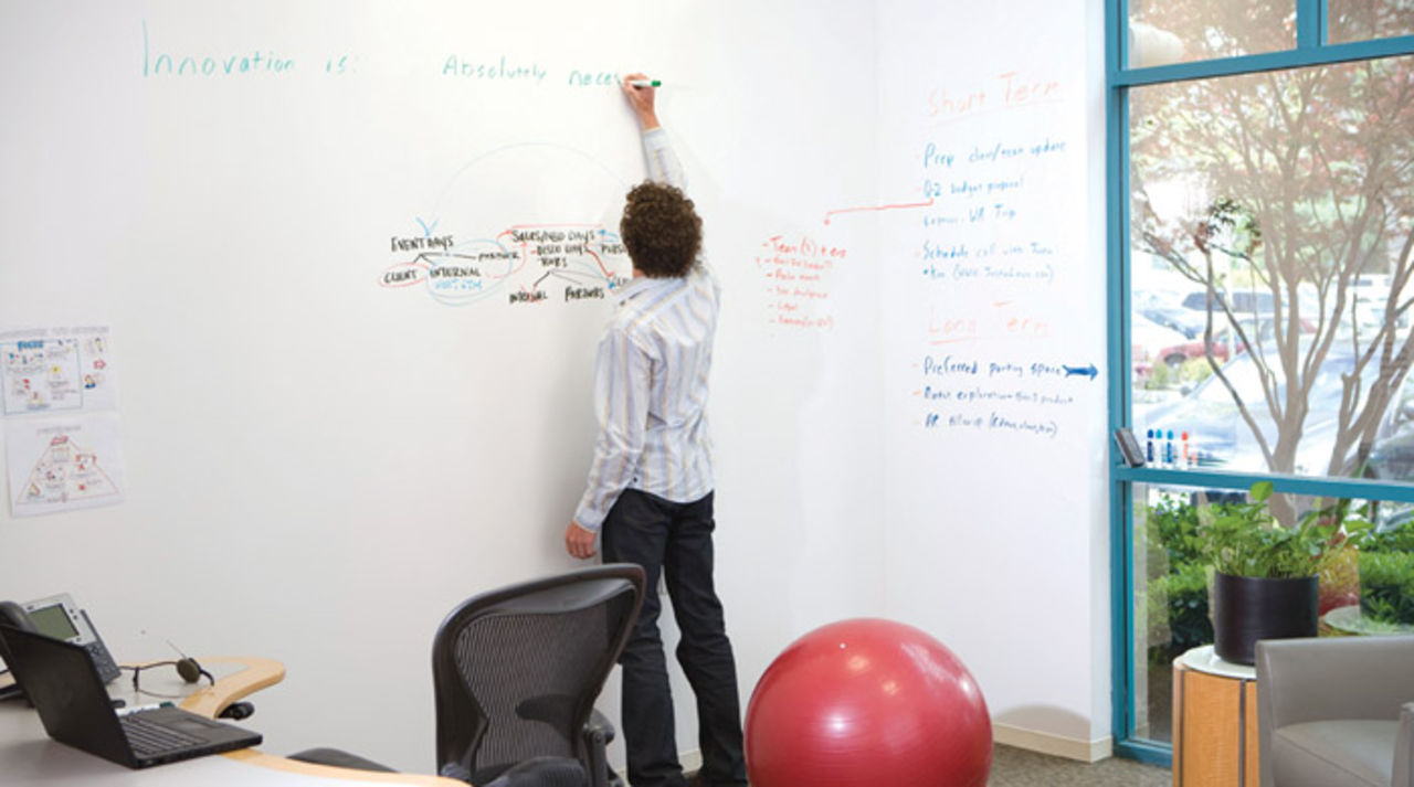 Måla väggen med whiteboard-färg