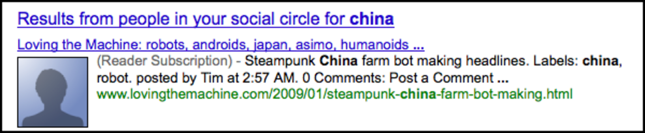 Social sökfunktion från Google