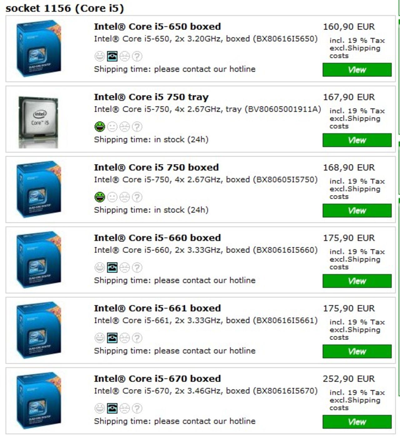 Intel Core i3 och Core i5 processorer dyker upp online