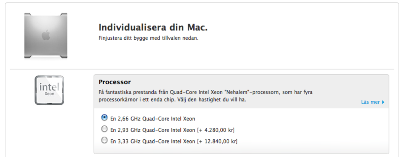 Mac Pro växlar upp till 3.33 GHz