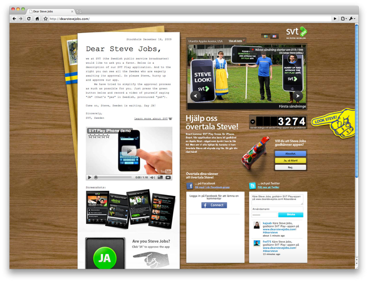 SVT gör kampanjsite för att pressa Steve Jobs