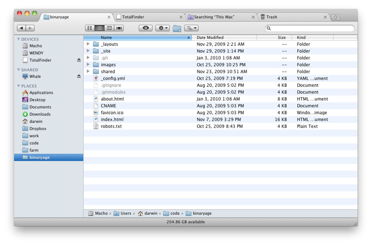 Finder med tabbar? Ja tametusan!