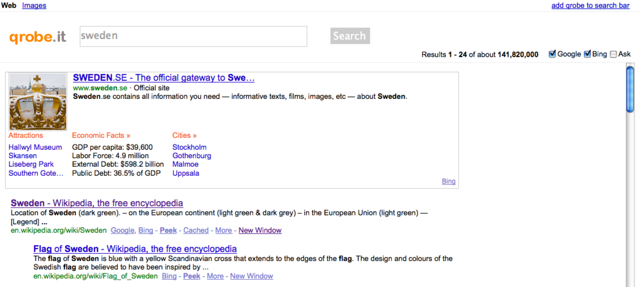 Qrobe mixar Google och Bing