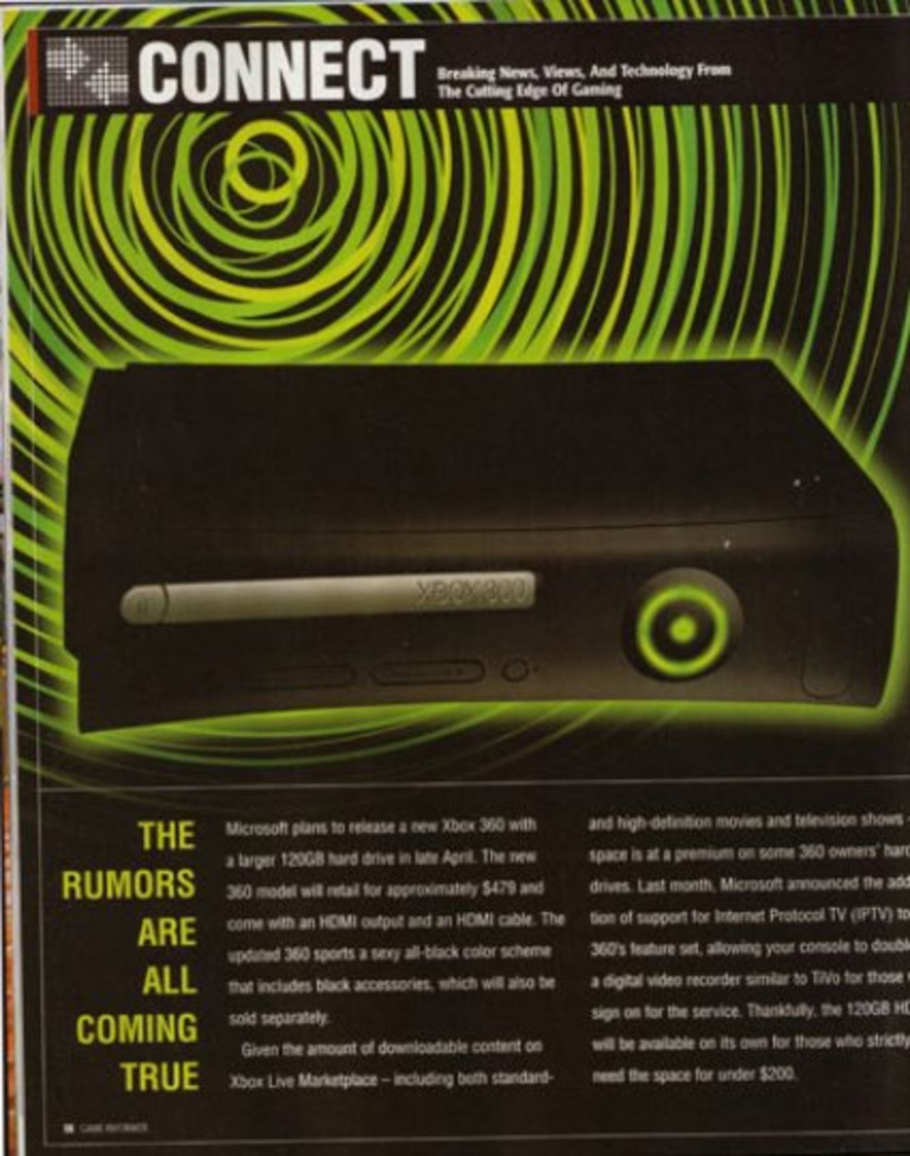 Svart Xbox 360 med 120GB och HDMI i april 