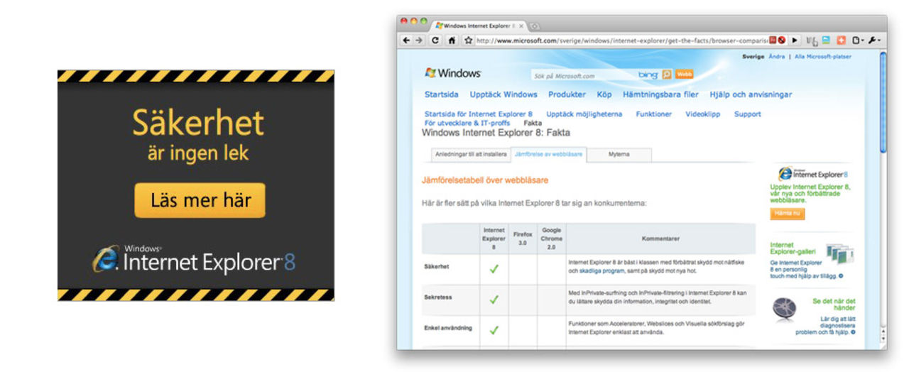 Microsoft jämför IE8 med gamla konkurrenter