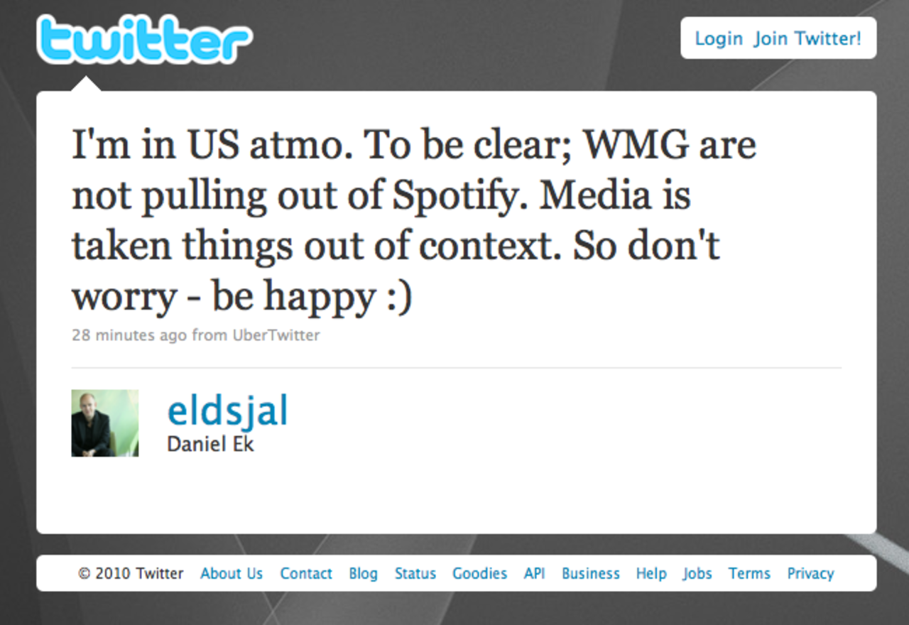 Warner försvinner inte från Spotify