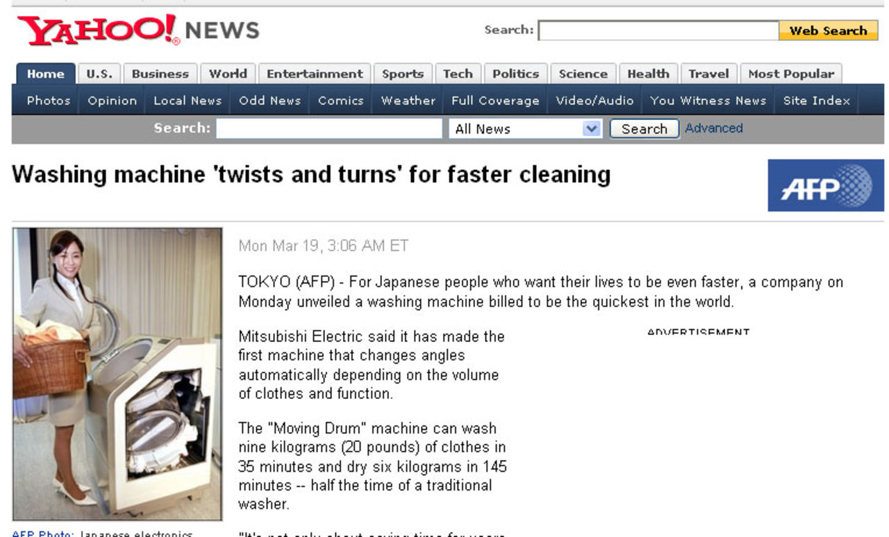 Mitsubishi visar upp världens snabbaste tvättmaskin