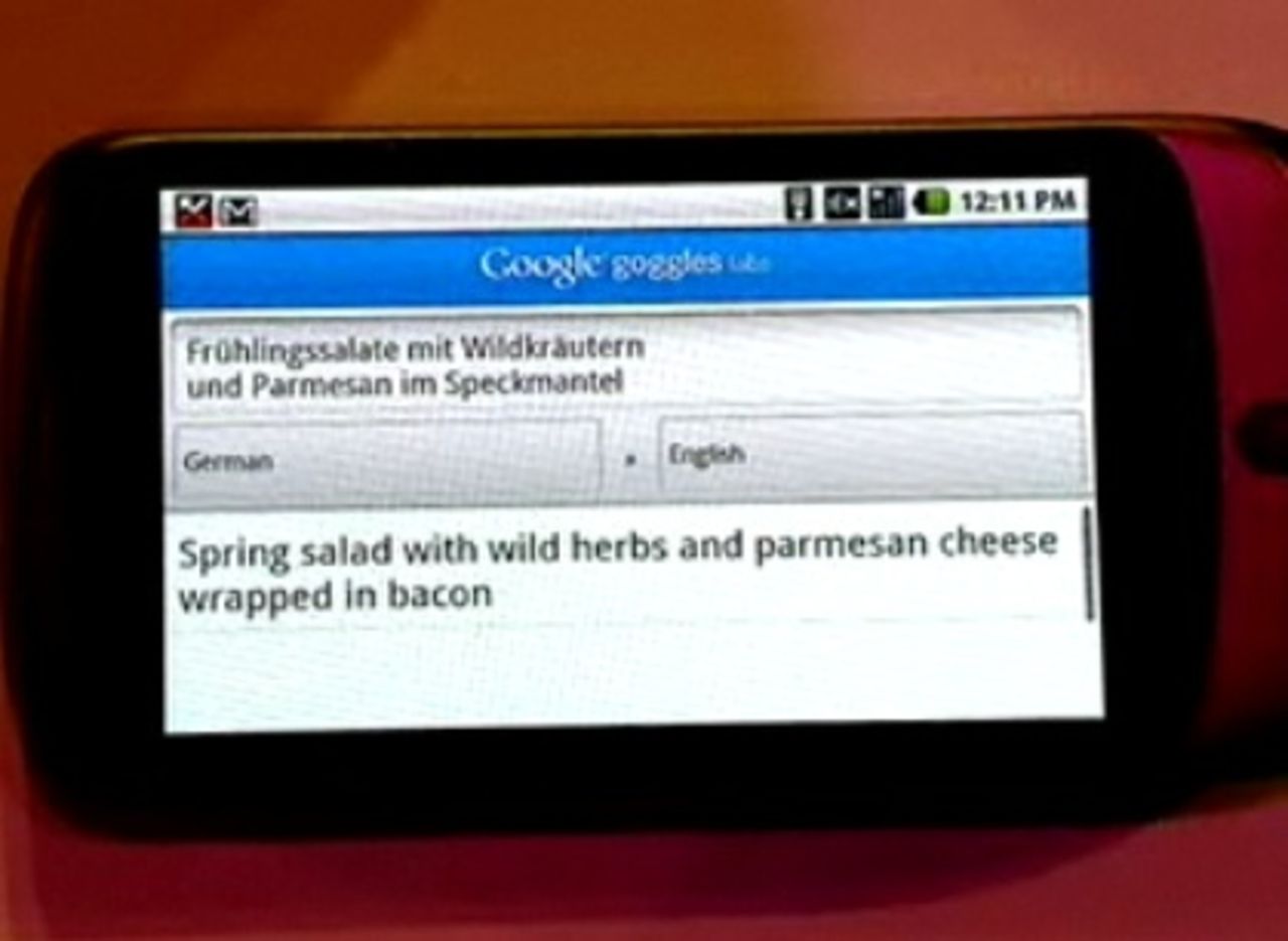 Google goggles kommer snart att kunna översätta tryckt media