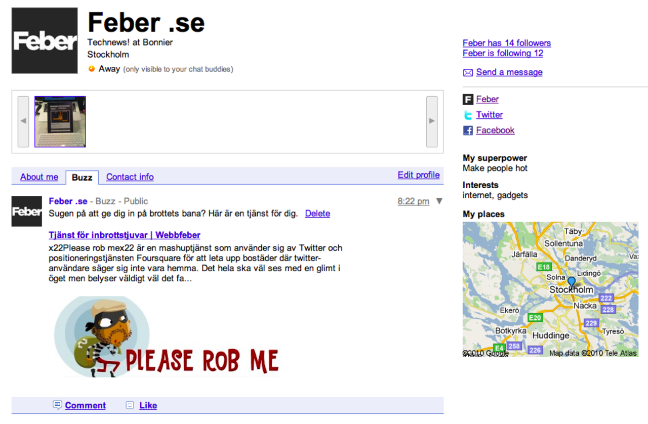 Följ Feber på Google Buzz