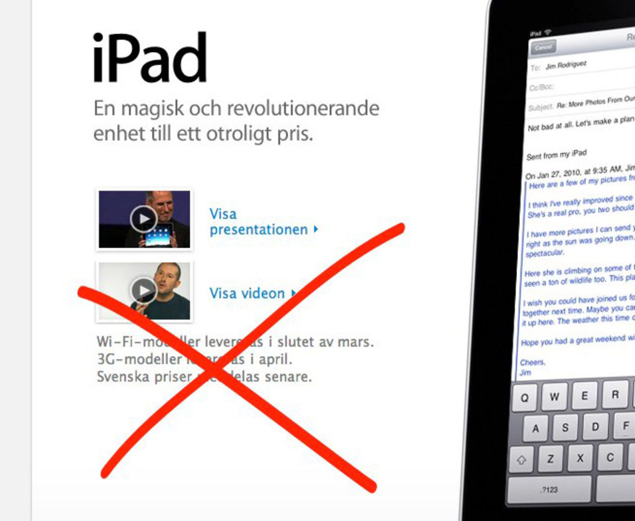 Sverige får vänta på iPad