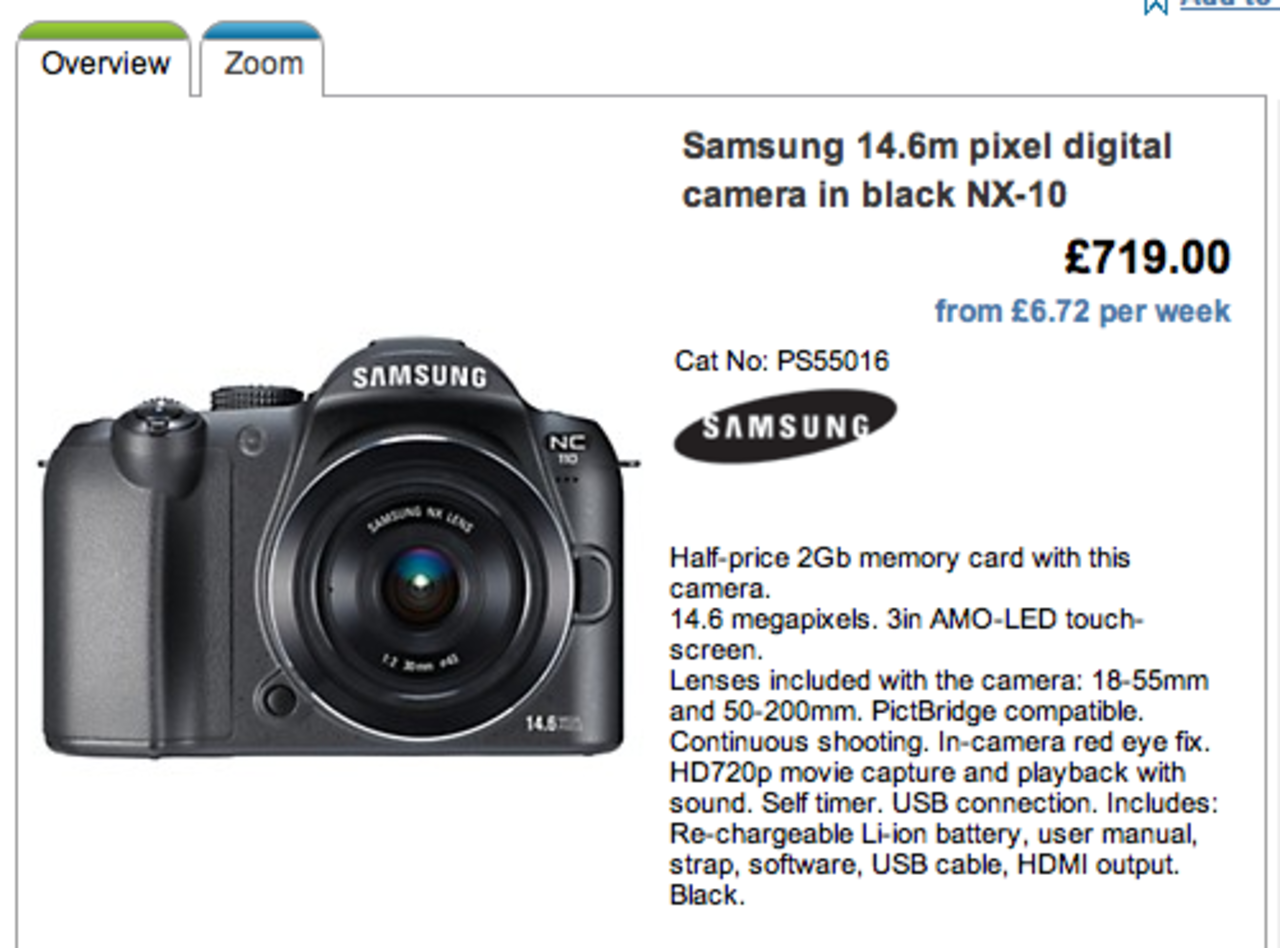 Samsung NX10 med pekskärm?
