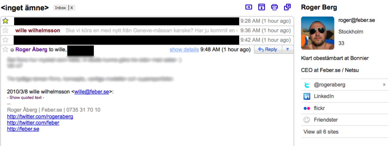 Rapportive byter ut Gmail-annonser mot person-info