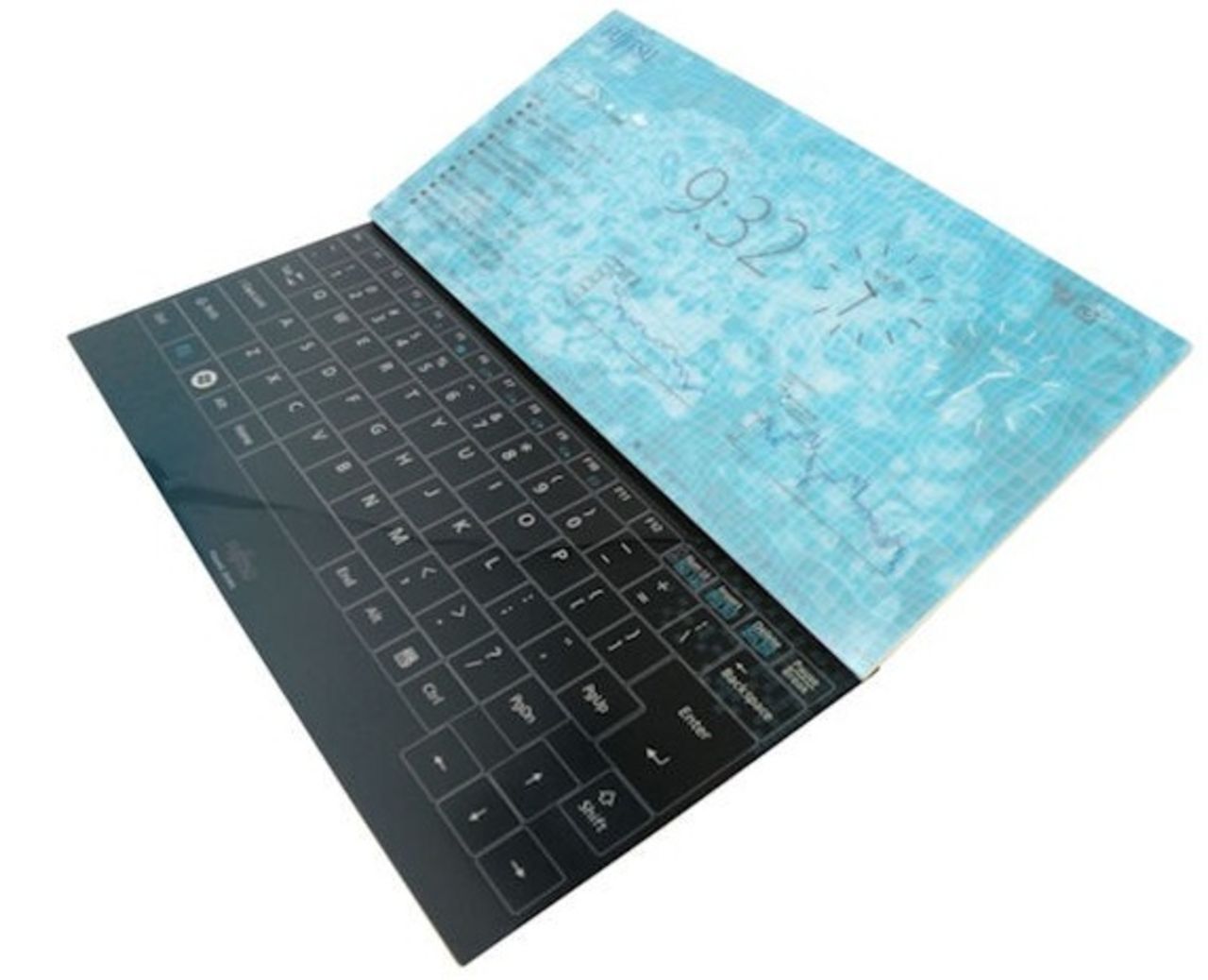 Acer arbetar med bärbar dator utan ram