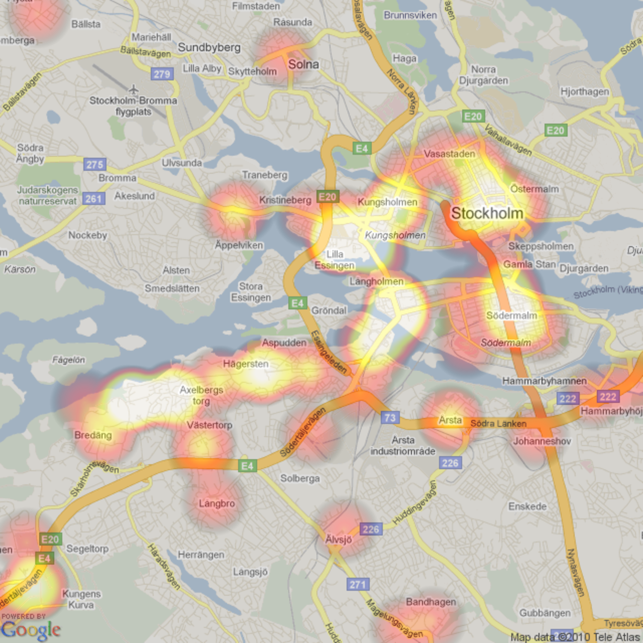Where Do You Go - heatmap på var du brukar vara