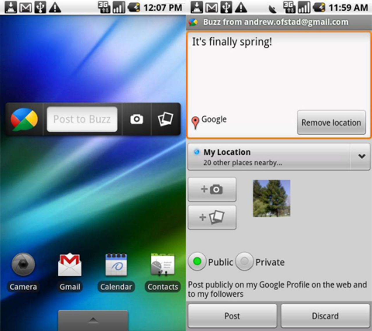 Google Buzz är släppt som widget