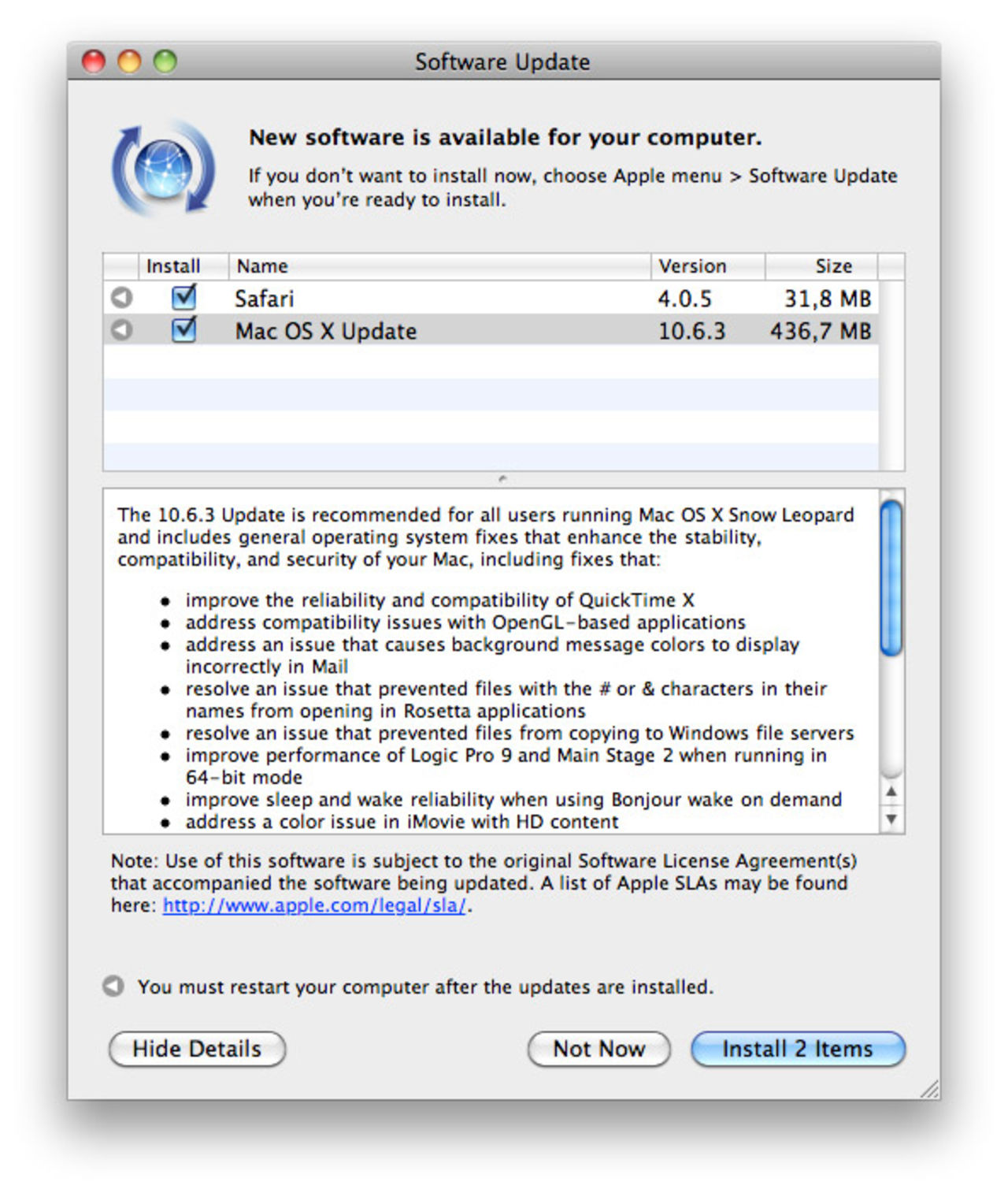 Mac OS X når 10.6.3