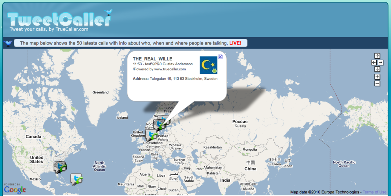 TweetCaller twittrar vem som ringer