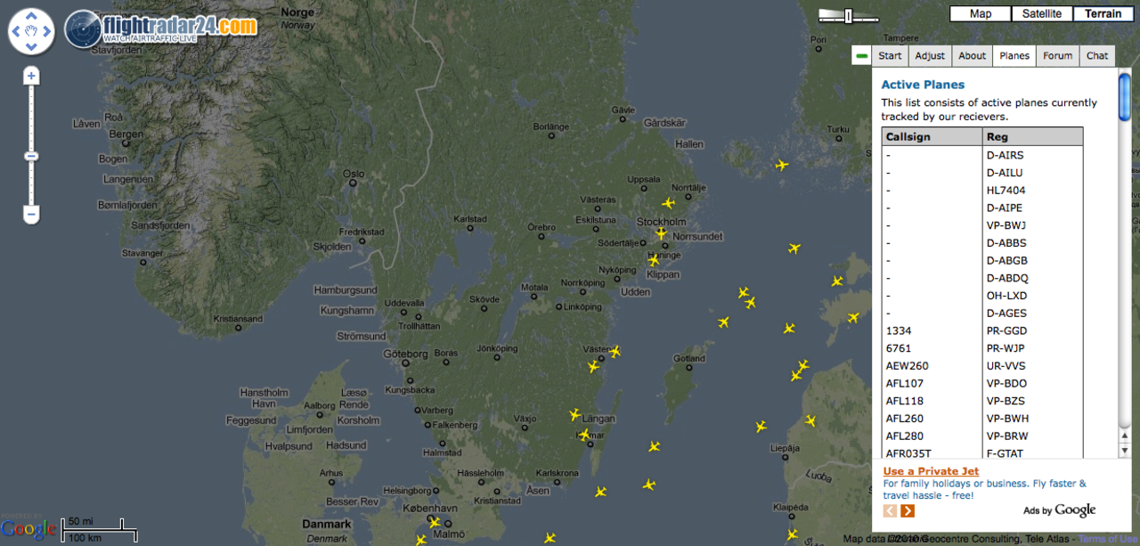 Flightradar24 håller koll på hur planen flyger