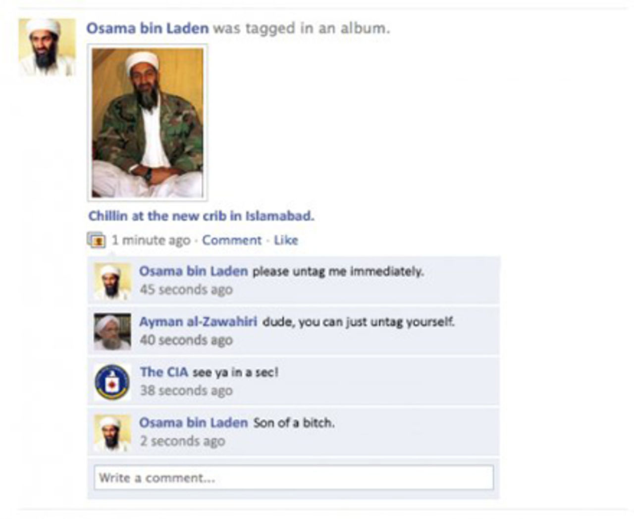 Osama bin Laden portad från Facebook