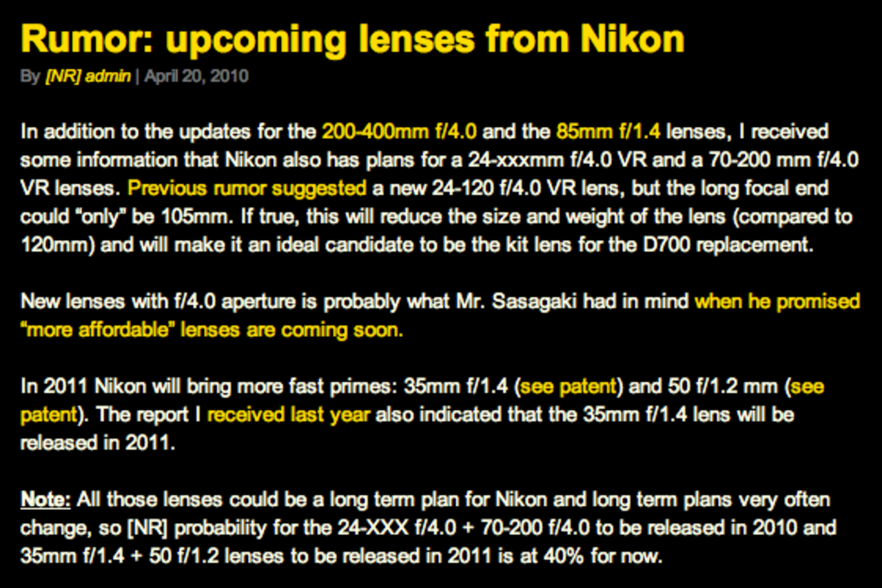 Nikon-zoomar med f/4.0 på väg?