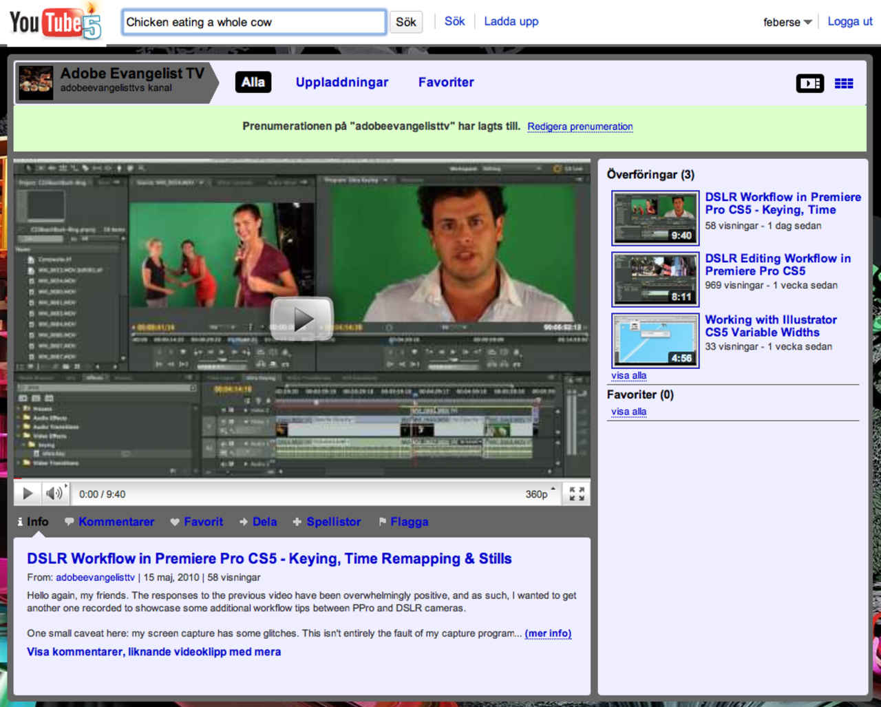 Youtube-kanal för Adobe-användaren