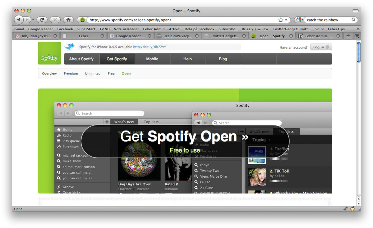 Spotify Open och Spotify Unlimited